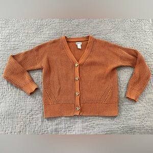 Duluth Trading Company Burnt Rust Orange Cardigan Sweater Cotton Nylon Medium